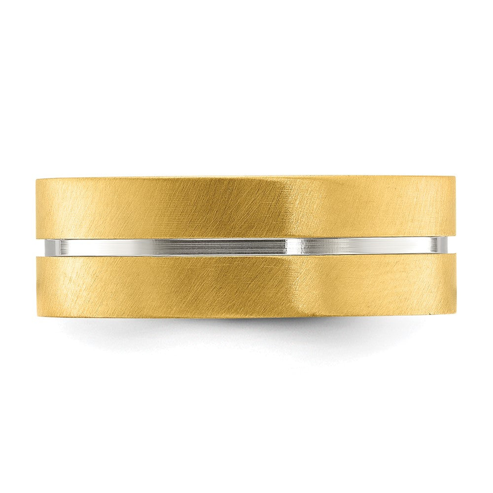 Exclusive Chiseled Titanium 8mm Band - Stylish Brushed & Polished Yellow IP Finish