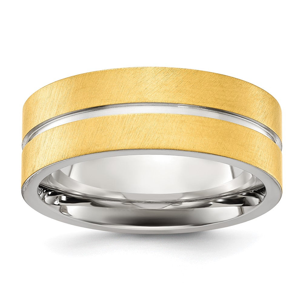 Exclusive Chiseled Titanium 8mm Band - Stylish Brushed Yellow IP Finish