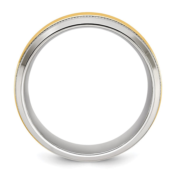 8mm Chiseled Titanium Band with Yellow IP-Plating