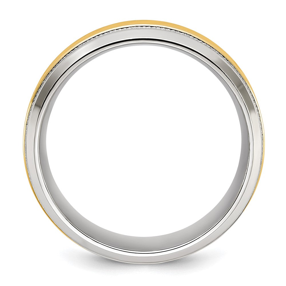 Buy Stylish 8mm Chisel Titanium Band - Polished Finish & Yellow IP-Plating