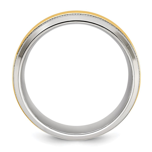 Buy Stylish 8mm Chisel Titanium Band - Polished Finish & Yellow IP-Plating