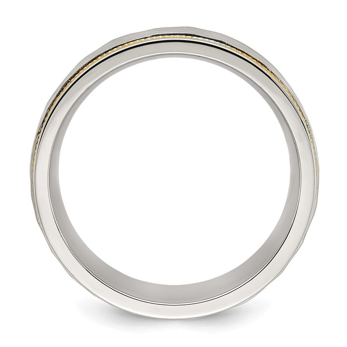 Exclusive 7mm Chiseled Titanium Band with Stylish Yellow IP Finish-2