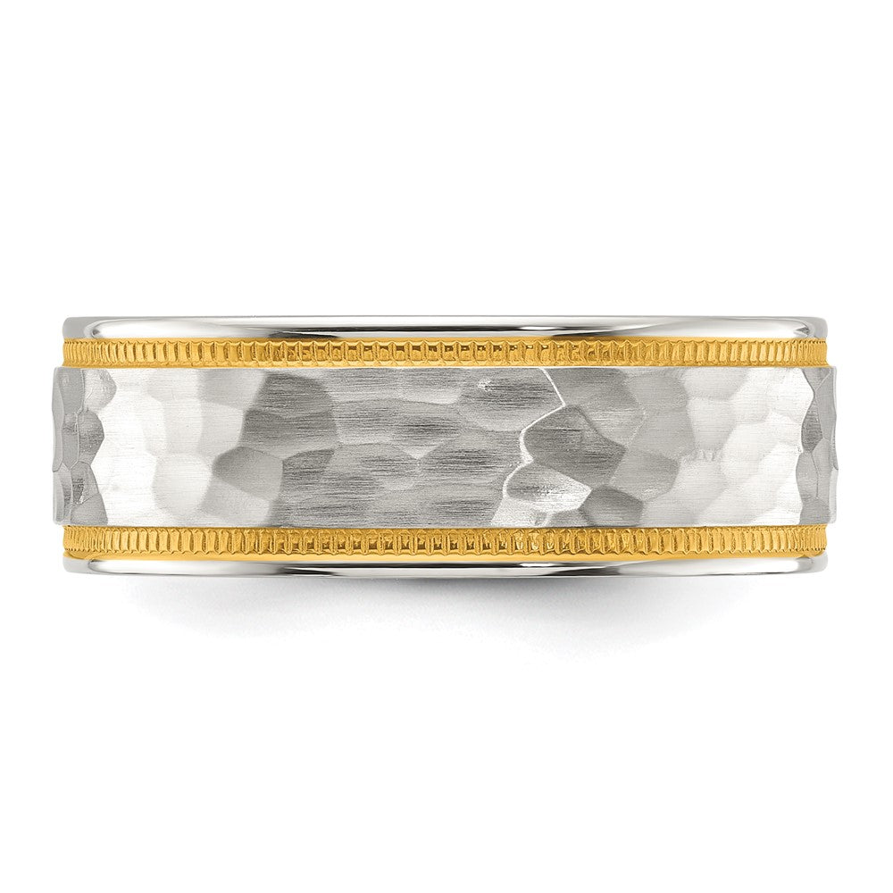 Exclusive 7mm Chiseled Titanium Band with Stylish Yellow IP Finish