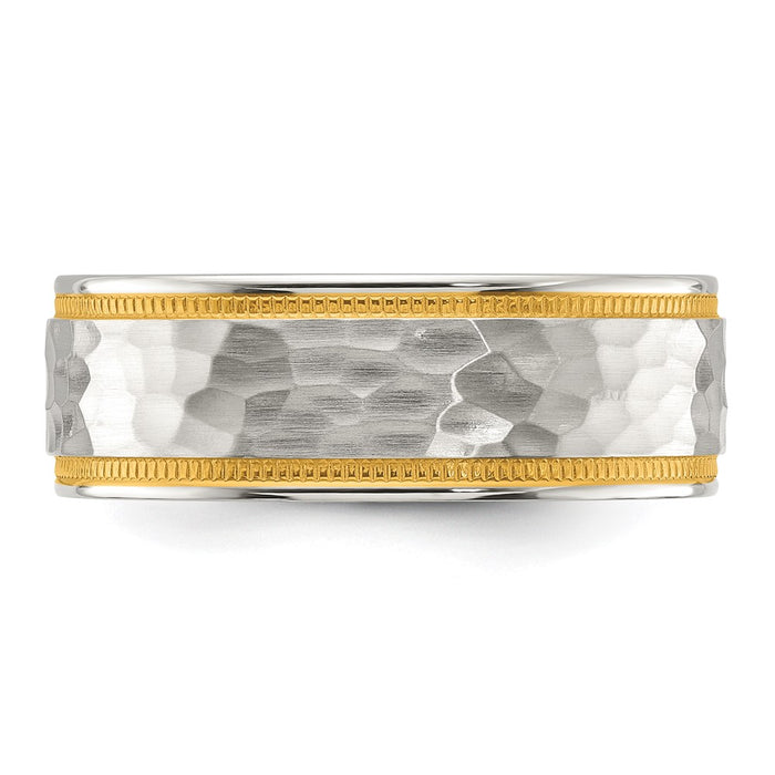 Exclusive 7mm Chiseled Titanium Band with Stylish Yellow IP Finish-3