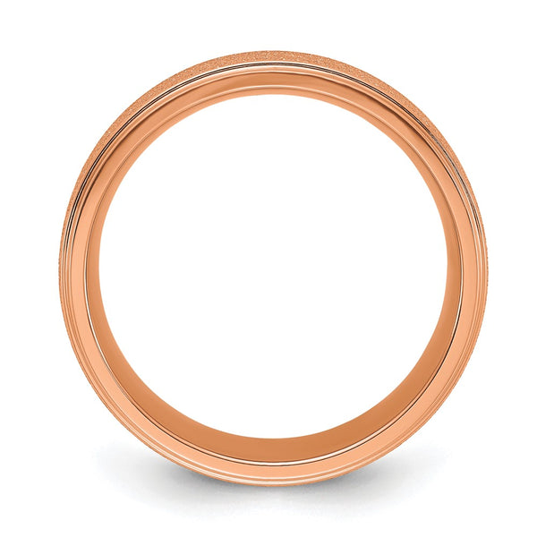 8mm Polished Titanium Chisel Band with Rose IP Plating