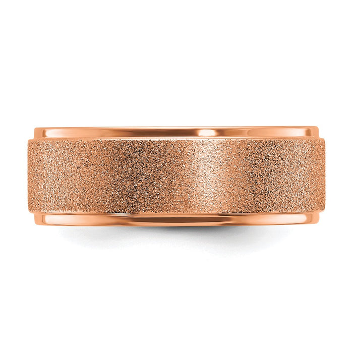 Buy Stylish 8mm Polished Titanium Chisel Band with Rose IP Plating-3