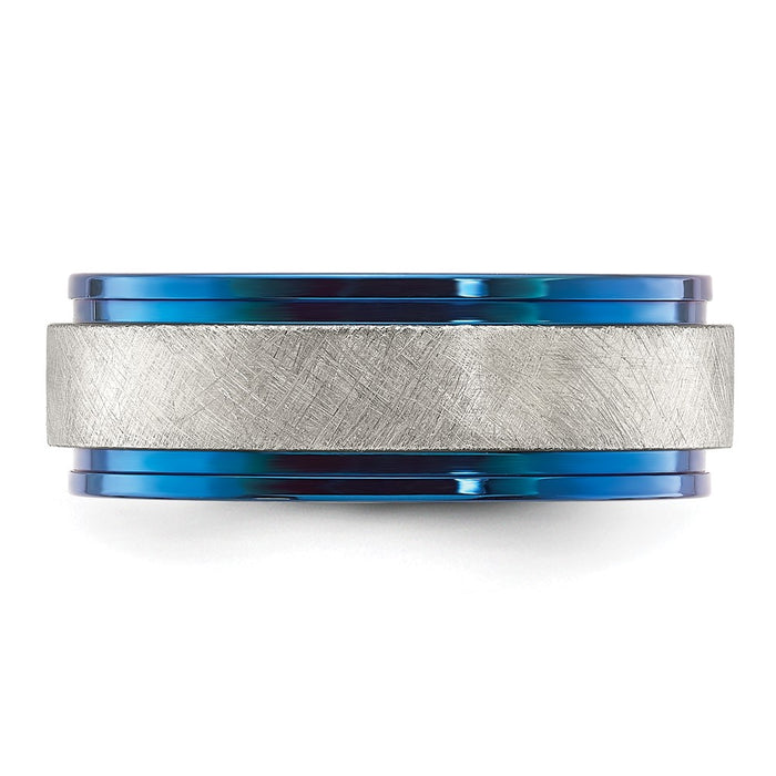 High-Quality 8mm Blue IP-Plated Titanium Band - Stylish Polished & Brushed Finish-3