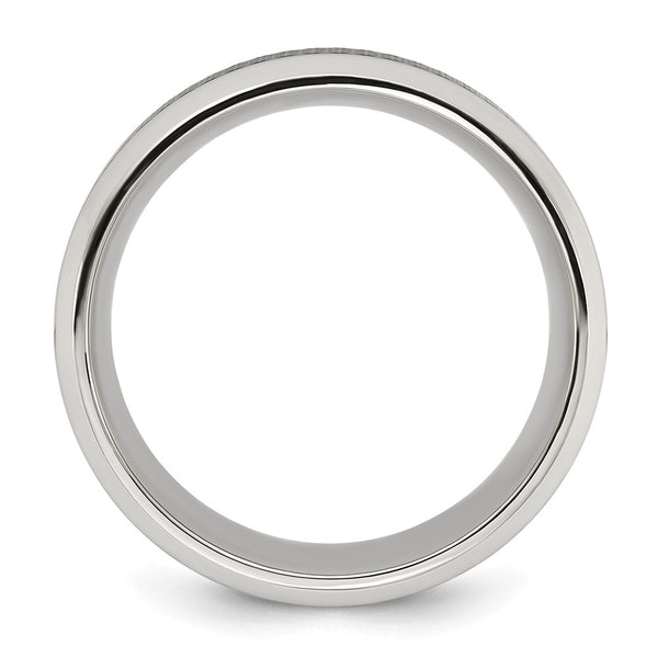 8mm Textured Center Band - Polished Black IP-Plated Titanium