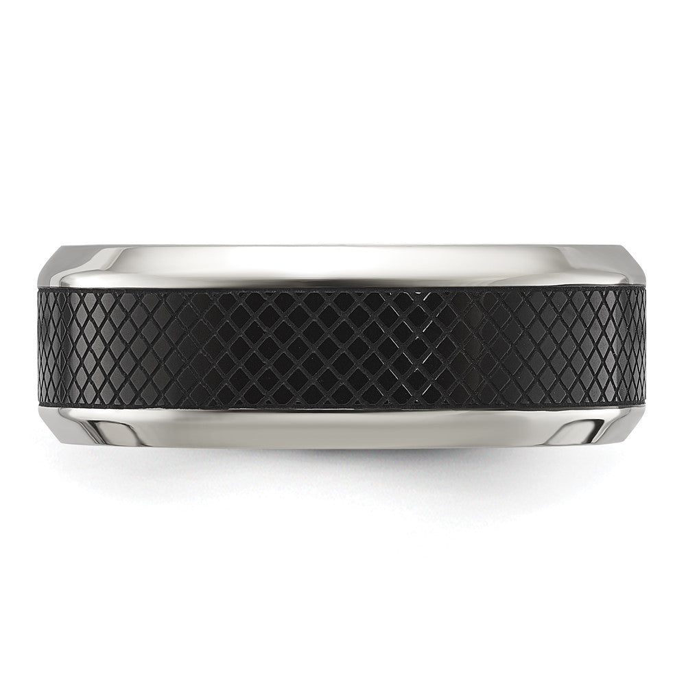 Exclusive Chisel 8mm Titanium Band - Stylish Polished Black IP-Plating