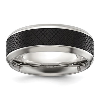Exclusive Chisel 8mm Titanium Band - Stylish Polished Black IP-Plating