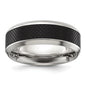 Buy Stylish 8mm Polished Black IP-Plated Titanium Band with Textured Center-3