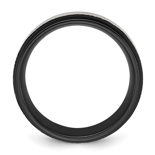 Exclusive 8mm Chiseled Titanium Band | Stylish Black IP-Plated Design