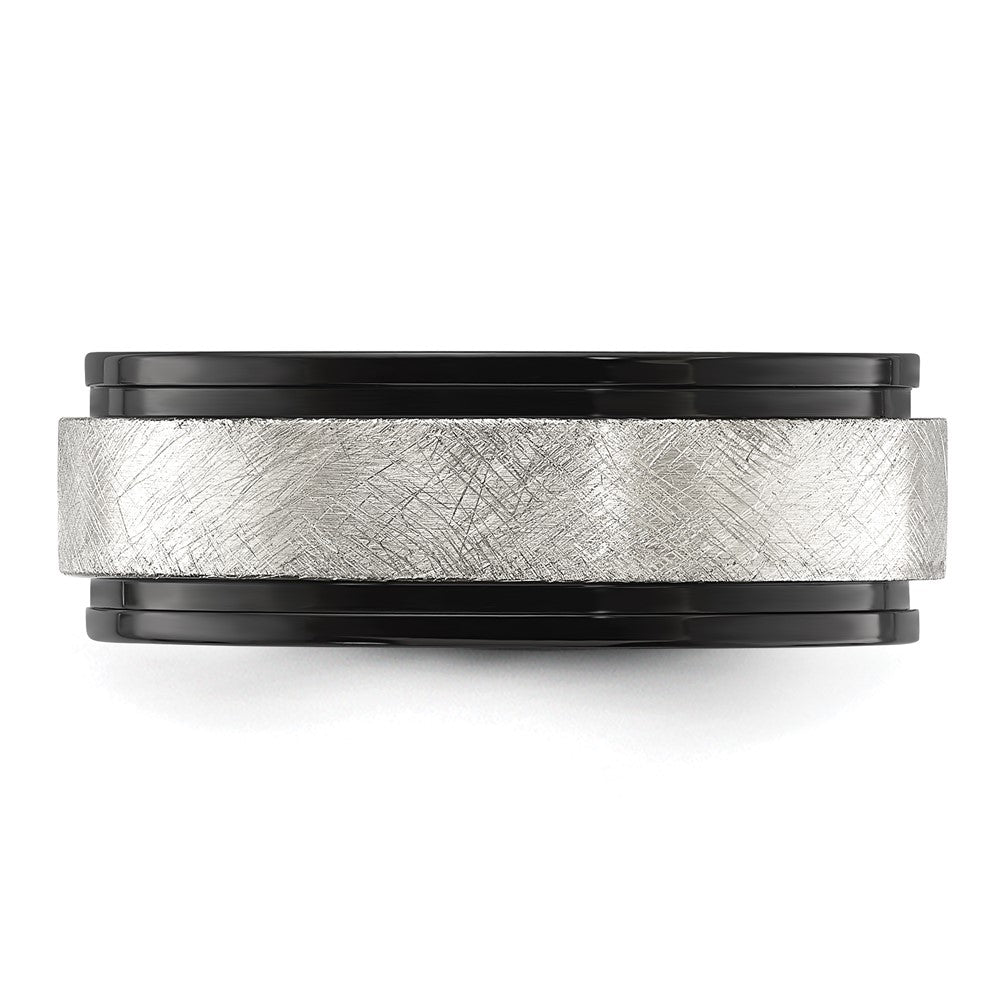 Buy Stylish 8mm Chiseled Titanium Polished Band - Luxury Black IP-Plated Finish