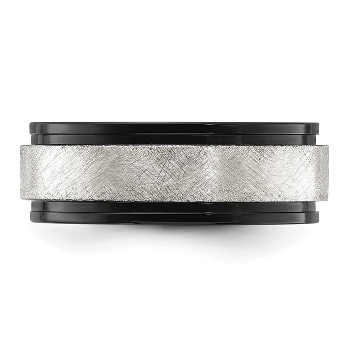 Buy Stylish 8mm Chiseled Titanium Polished Band - Luxury Black IP-Plated Finish-3