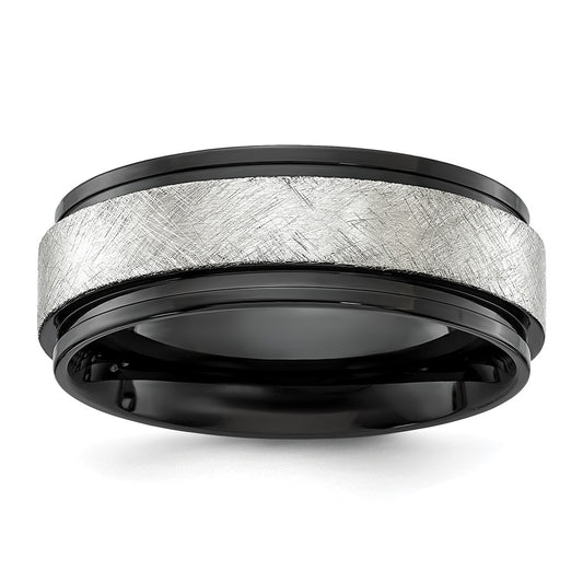 High-Quality Chiseled Titanium 8mm Band with Black IP Coating | Stylish Value