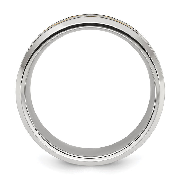 High-Quality 8mm Yellow IP-Plated Titanium Band | Stylish Brushed & Polished Finish-2