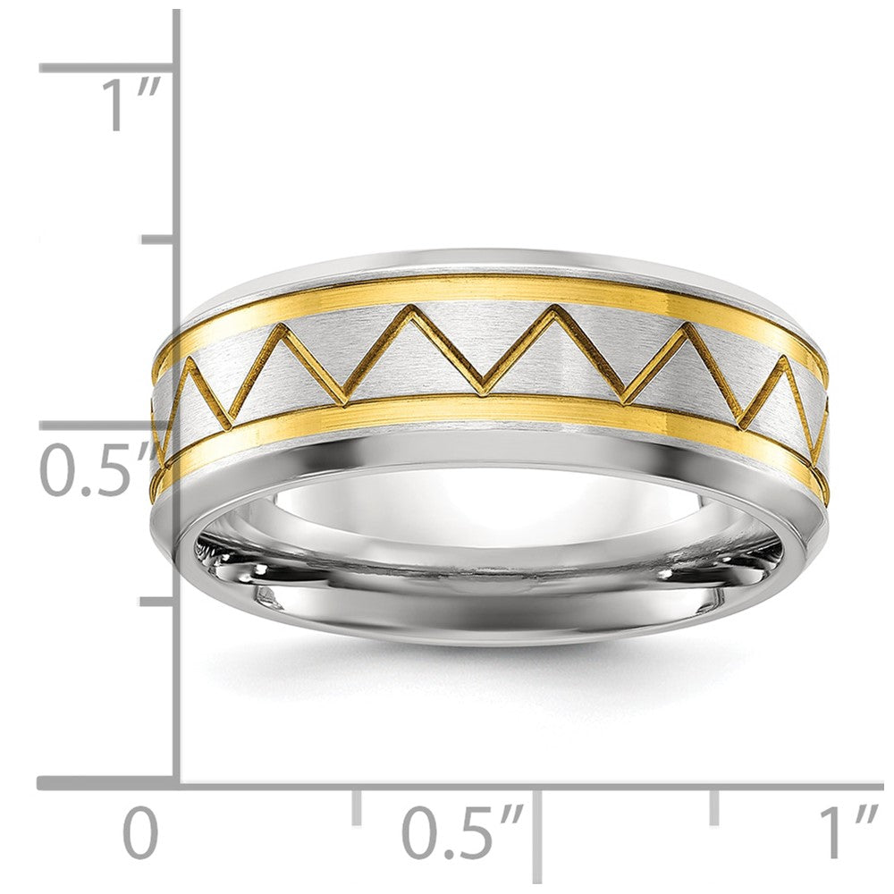 Exclusive 8mm Yellow IP-Plated Titanium Band - Stylish Brushed & Polished Finish