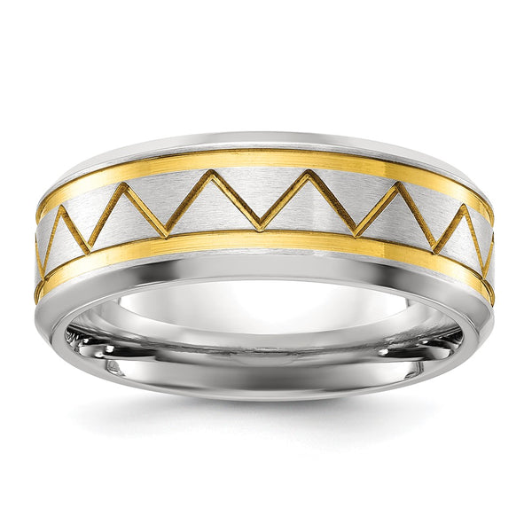 8mm Yellow IP-Plated Titanium Band - Brushed