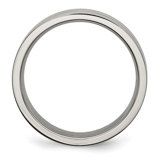 Buy Brushed Titanium 6mm Grooved Chisel Band - Stylish & Affordable Luxury!