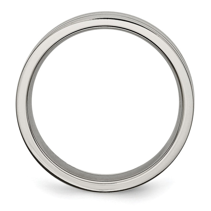 Buy Brushed Titanium 6mm Grooved Chisel Band - Stylish & Affordable Luxury!-2
