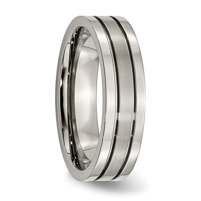 Buy Brushed Titanium 6mm Grooved Chisel Band - Stylish & Affordable Luxury!-3