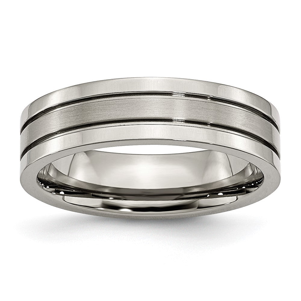 Buy Brushed Titanium 6mm Grooved Chisel Band - Stylish & Affordable Luxury!