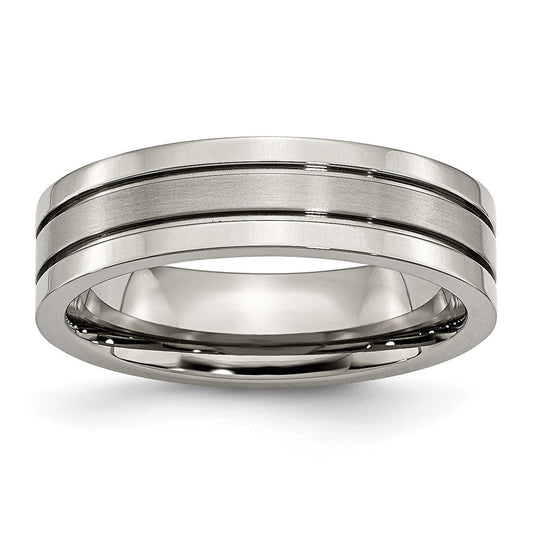 Buy Brushed Titanium 6mm Grooved Chisel Band - Stylish & Affordable Luxury!
