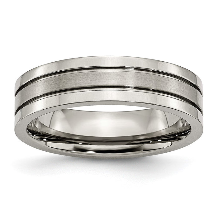 Buy Brushed Titanium 6mm Grooved Chisel Band - Stylish & Affordable Luxury!-1