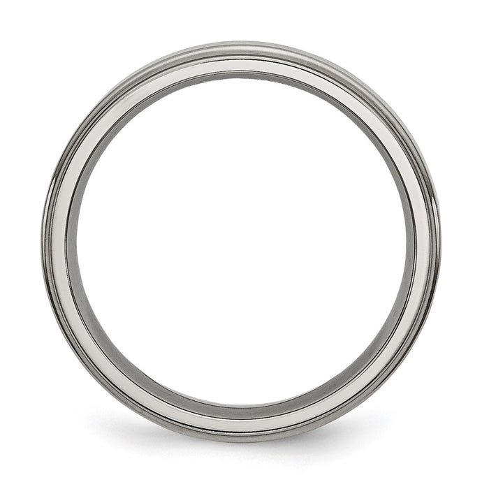 Buy Stylish 5mm Chisel Titanium Polished Ring - Luxury Textured Edge Design-2