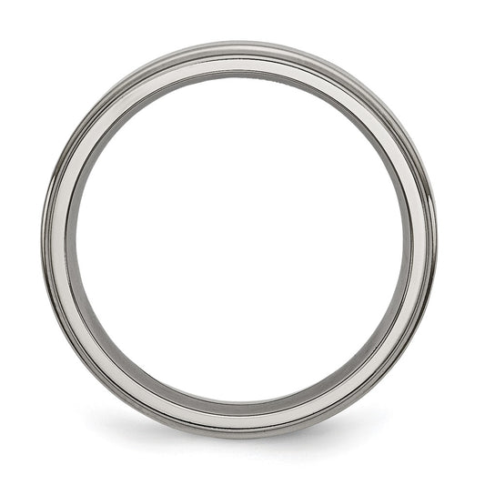 Buy Stylish 5mm Chisel Titanium Polished Ring - Exclusive Textured Edge