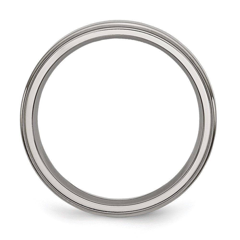 Buy Exclusive 5mm Polished Titanium Chisel Ring with Ridged Edge - Stylish Value