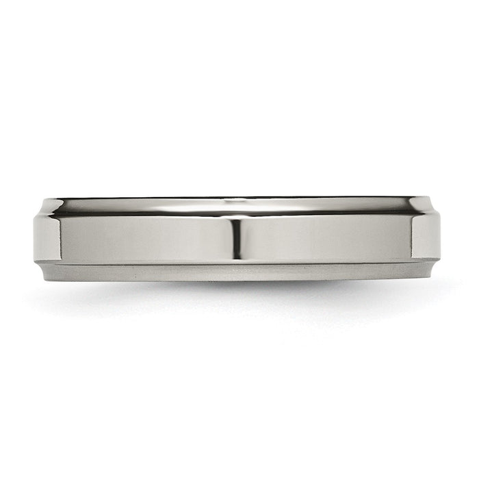 Buy Stylish 5mm Chisel Titanium Polished Ring - Luxury Textured Edge Design-3