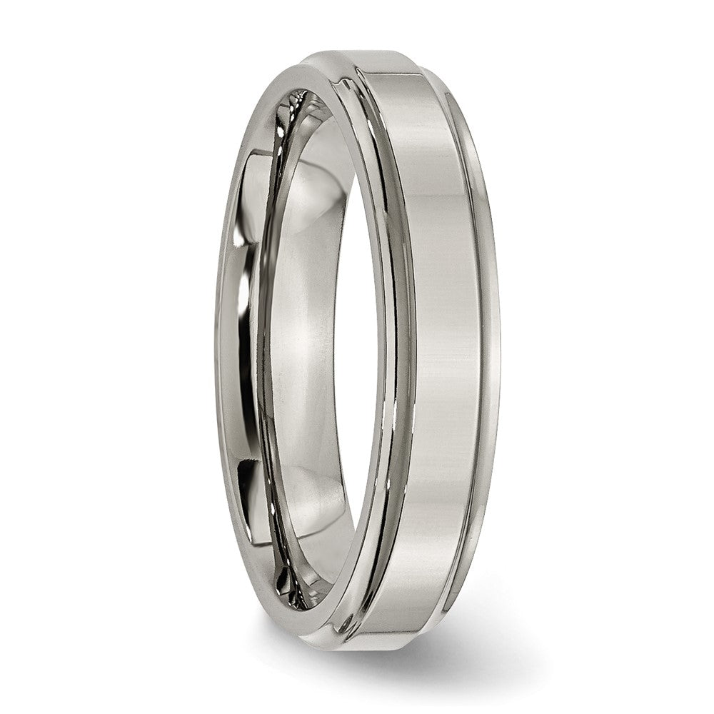 Buy Stylish 5mm Chisel Titanium Polished Ring - Luxury Textured Edge Design