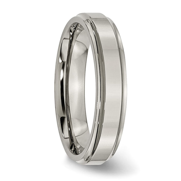 Buy Stylish 5mm Chisel Titanium Polished Ring - Luxury Textured Edge Design-4