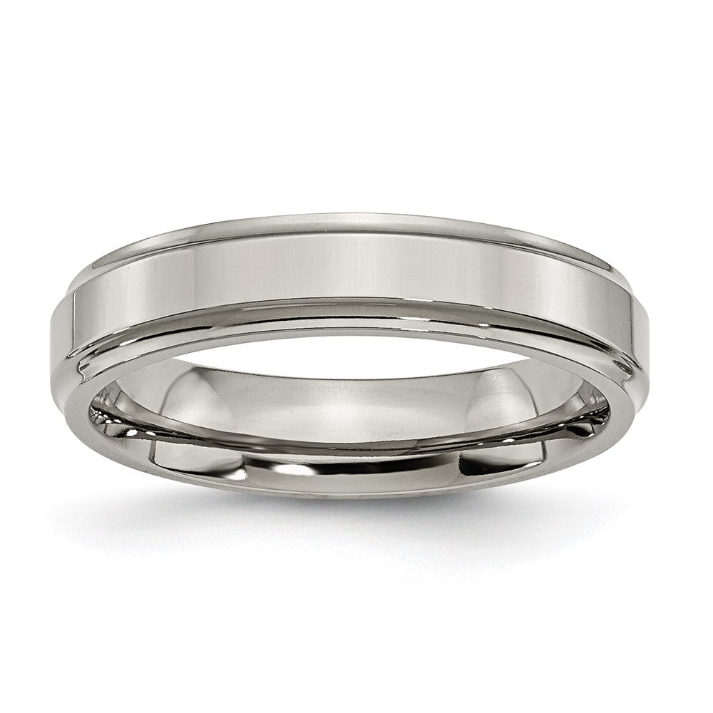Buy Stylish 5mm Chisel Titanium Polished Ring - Luxury Textured Edge Design