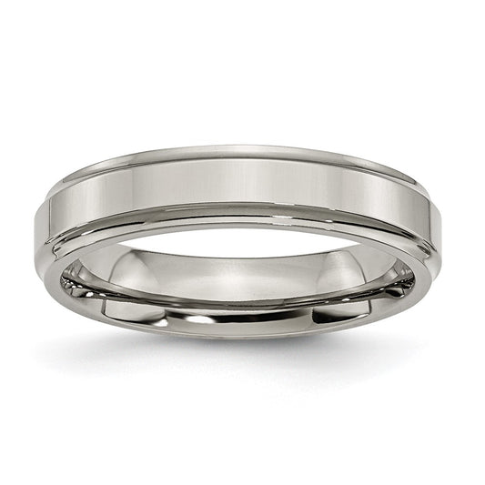 Buy Stylish Chisel Titanium Polished 5mm Textured Edge Ring at Discounted Price