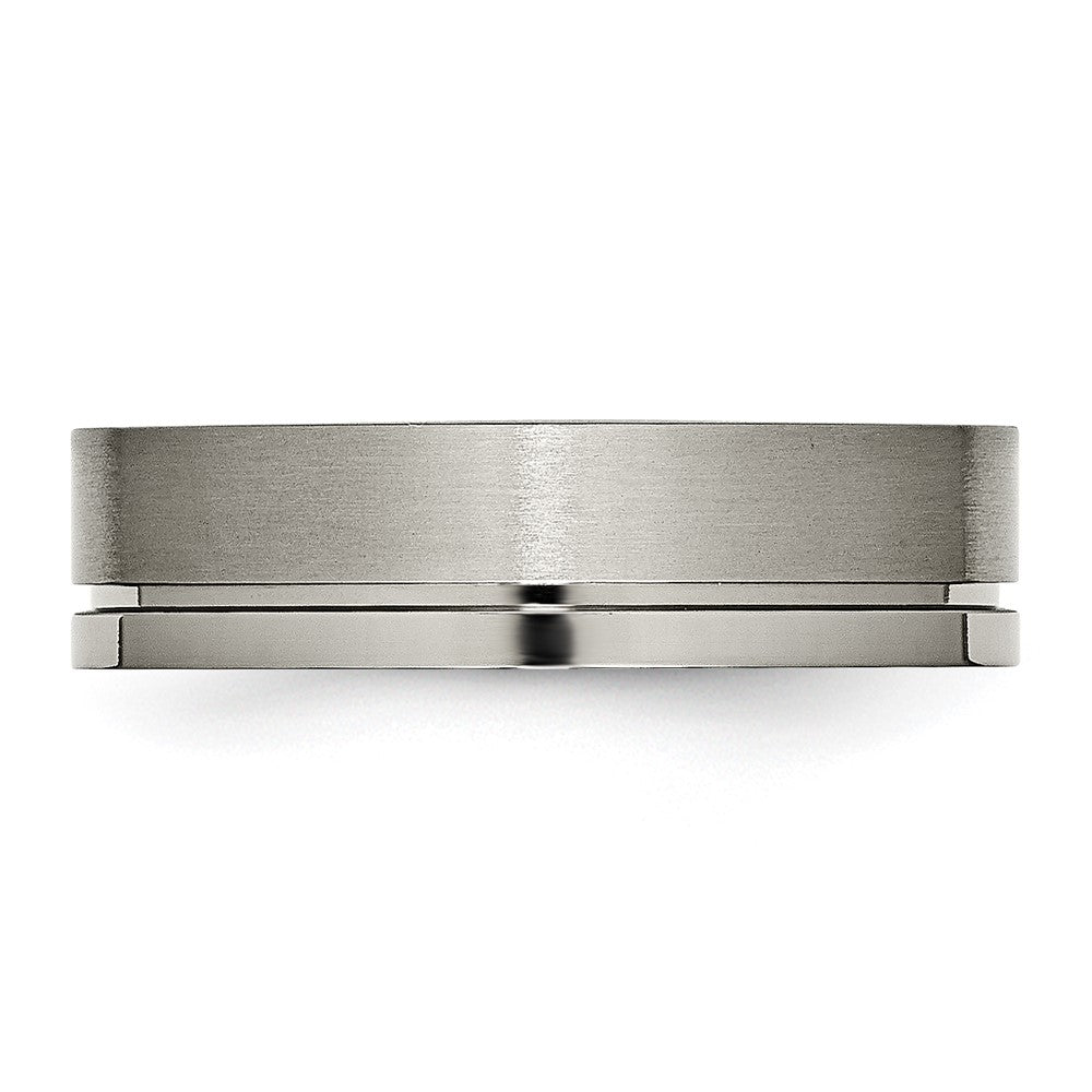 Buy Stylish 6mm Chiseled Titanium Grooved Band - High-Quality Finish, Affordable!