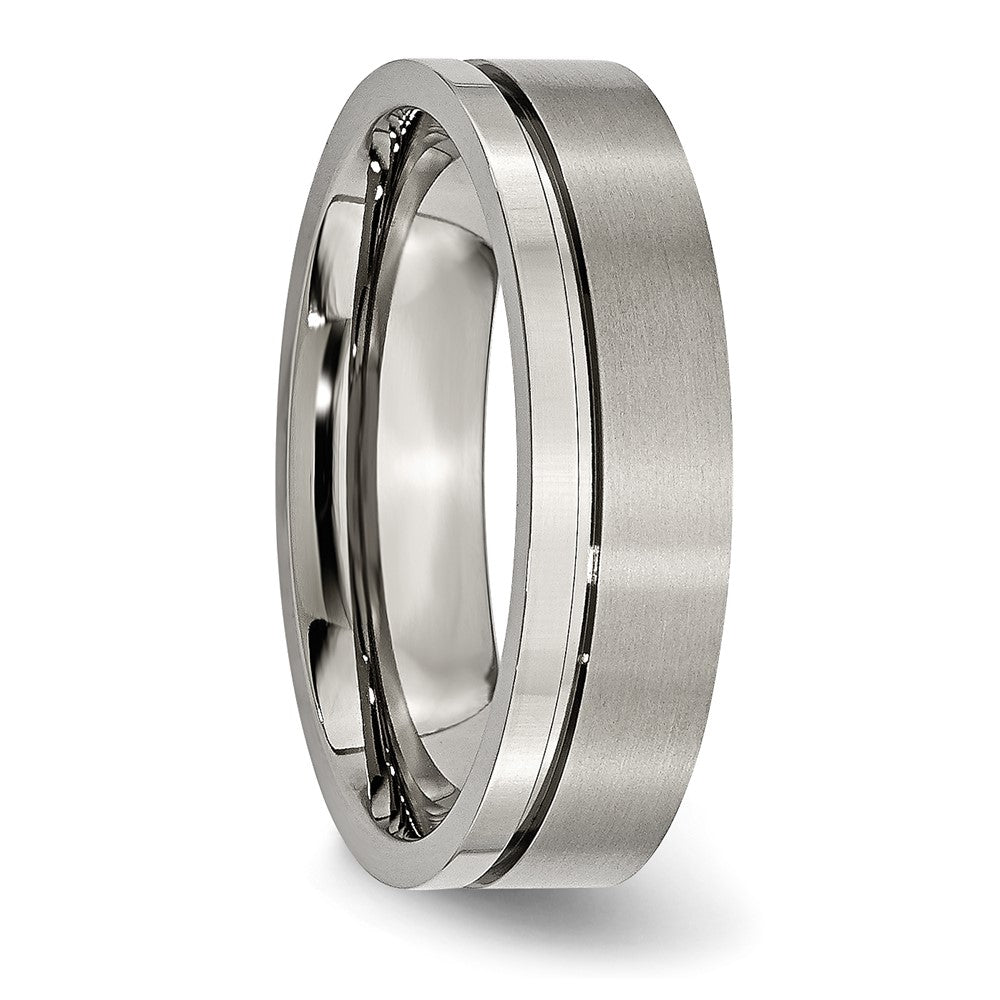 Buy Stylish 6mm Grooved Titanium Band - High-Quality Brushed & Polished Finish