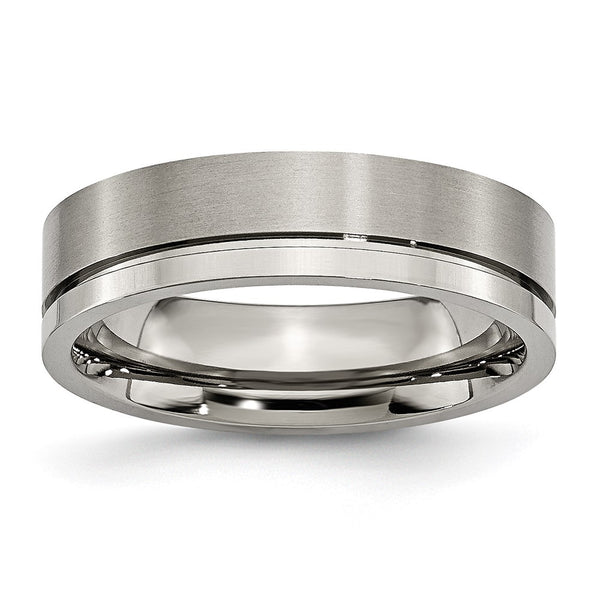6mm Chiseled Titanium Grooved Band