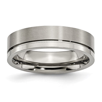 Buy Stylish 6mm Grooved Titanium Band - High-Quality Brushed & Polished Finish