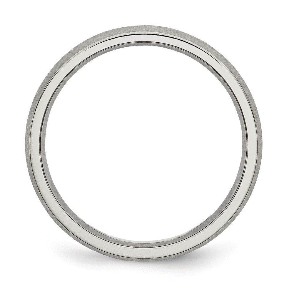 High-Quality Brushed Titanium 4mm Half-Round Chisel Band - Stylish Value Ring