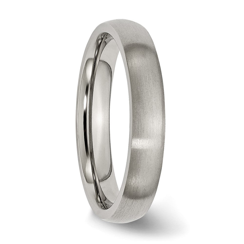 High-Quality Brushed Titanium 4mm Half-Round Chisel Band - Stylish Value Ring