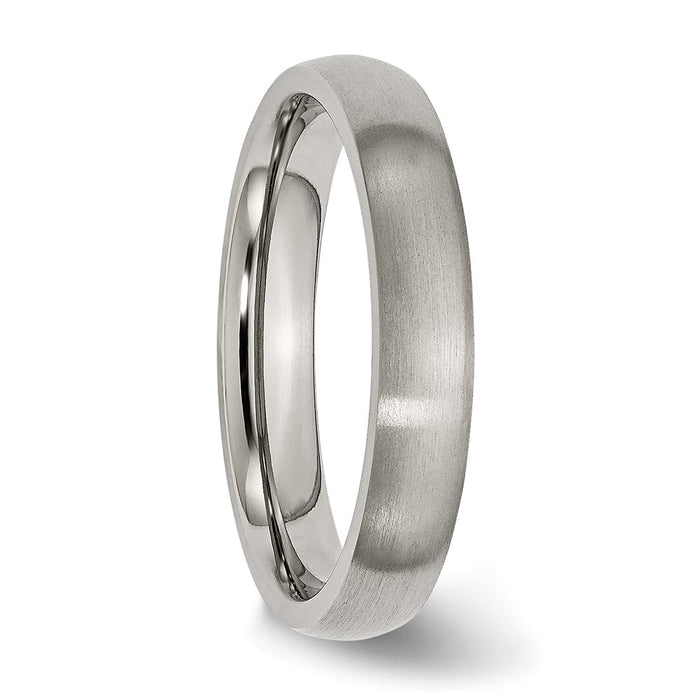 High-Quality Brushed Titanium 4mm Half-Round Chisel Band - Stylish Value Ring-4