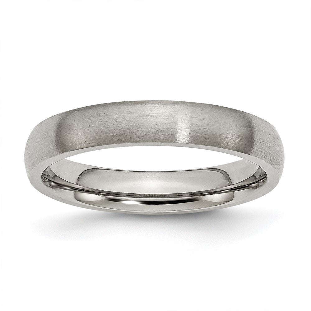 High-Quality Brushed Titanium 4mm Half-Round Chisel Band - Stylish Value Ring
