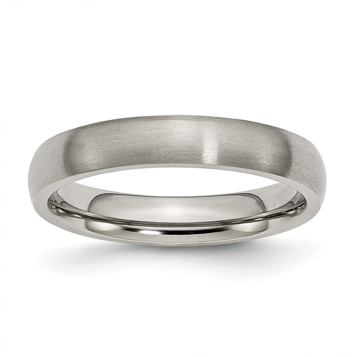 High-Quality Brushed Titanium 4mm Half-Round Chisel Band - Stylish Value Ring-1