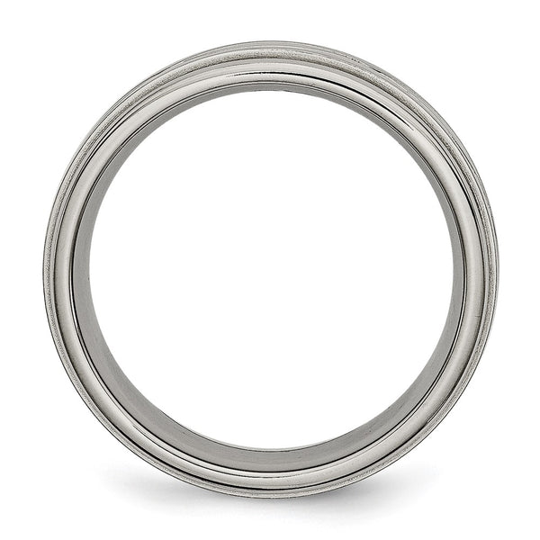 7mm Titanium Chisel Criss-Cross Band - Brushed Center
