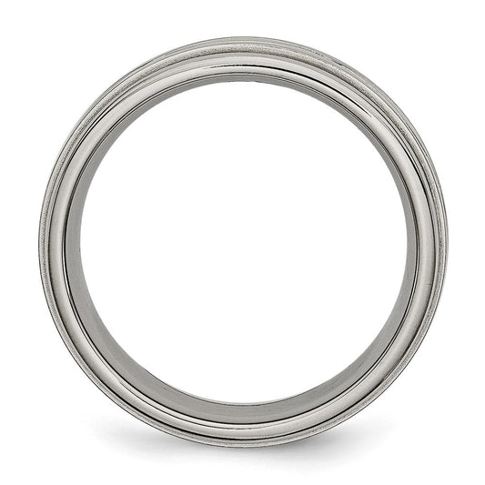 Buy Stylish 7mm Titanium Chisel Criss-Cross Band - Exclusive Brushed Center