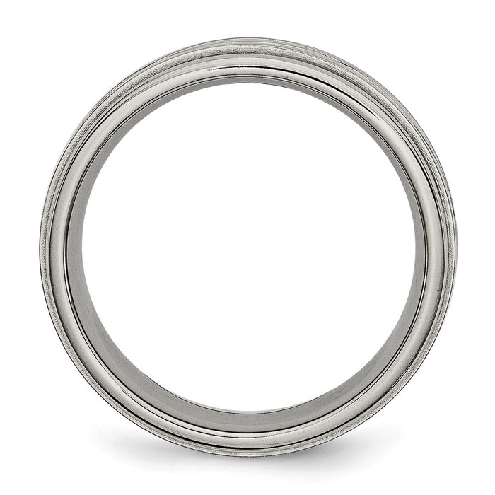 Buy Stylish 7mm Titanium Chisel Criss-Cross Band - Exclusive Brushed Center-2