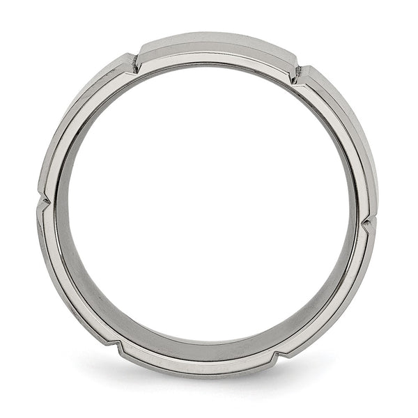 Chisel 8mm Titanium Band - Grooved Beveled Edge, Lightweight