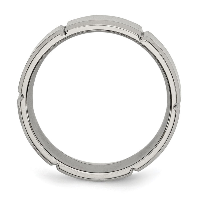 Buy Chisel 8mm Titanium Band - Stylish Grooved Beveled Edge, Lightweight Design-2
